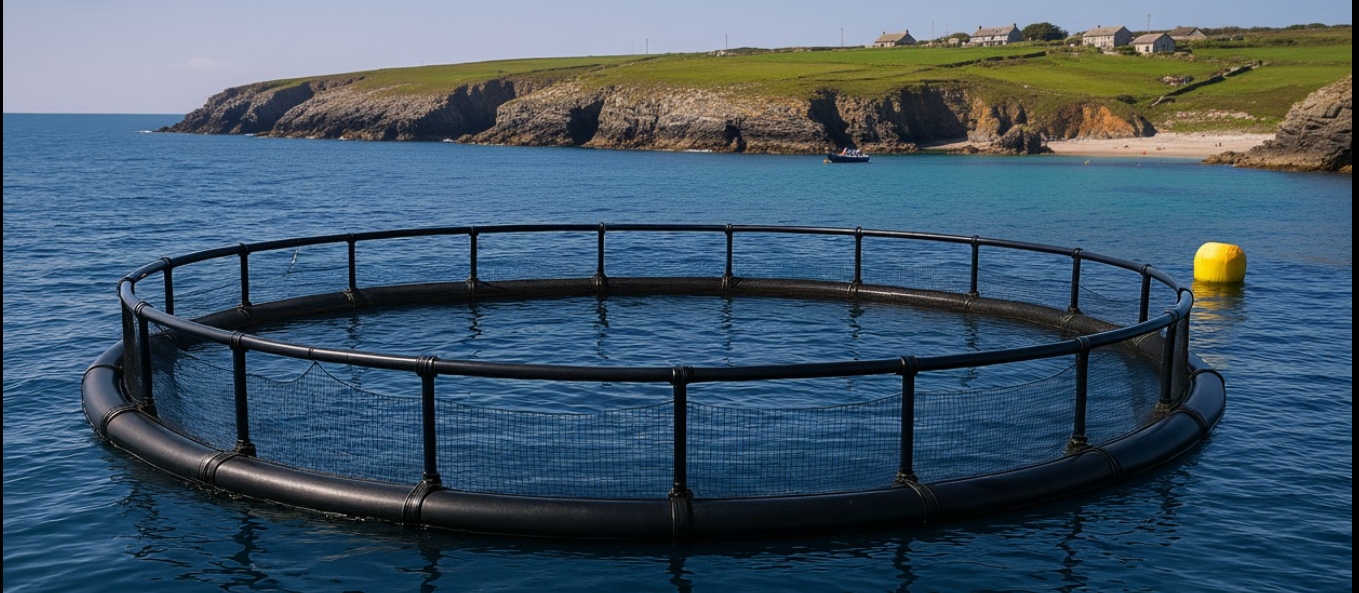 An Ulva growing pen off Cornwall